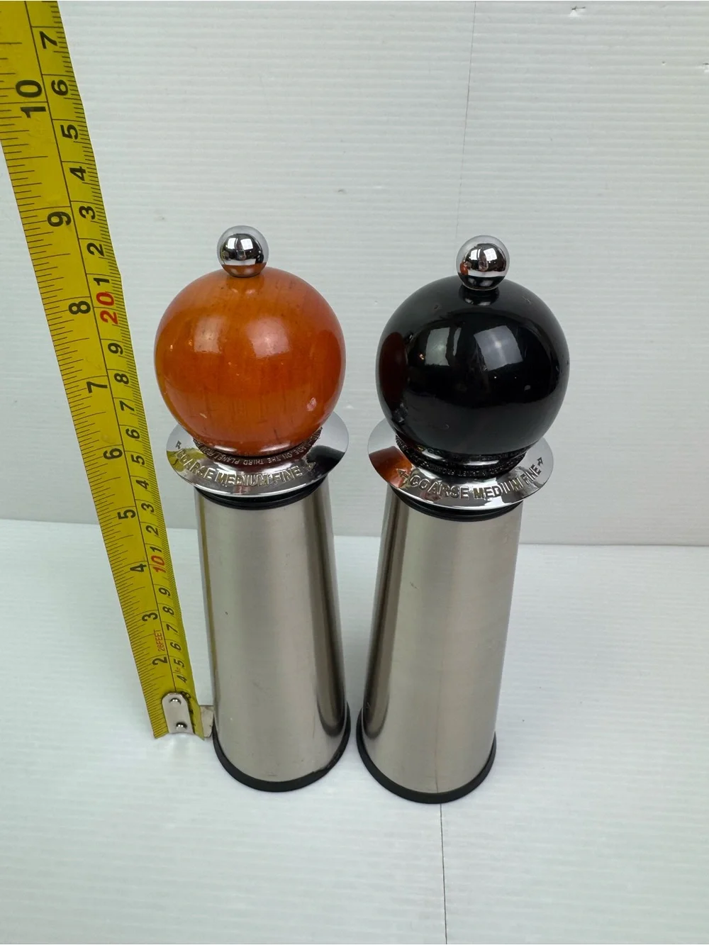 William Bounds Ltd Stainless Steel Wood Ball Torch Pepper Salt Grinder Mill Set